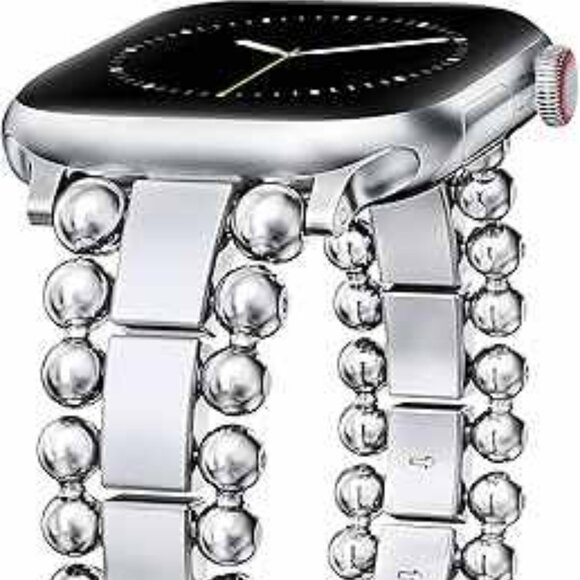 Accessories - Luxury Style Silver Beaded Fashion Apple Compatible Replacement Band - New